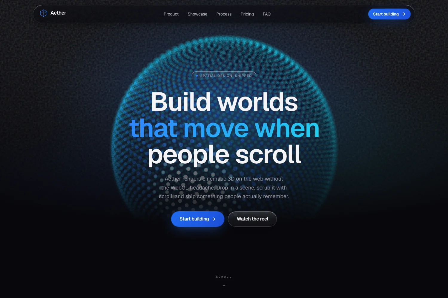 Aether immersive landing page source code