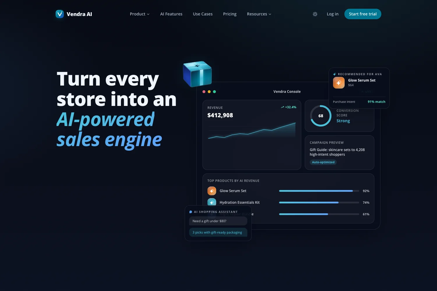 Vendra AI - AI Commerce Platform UI Source Code